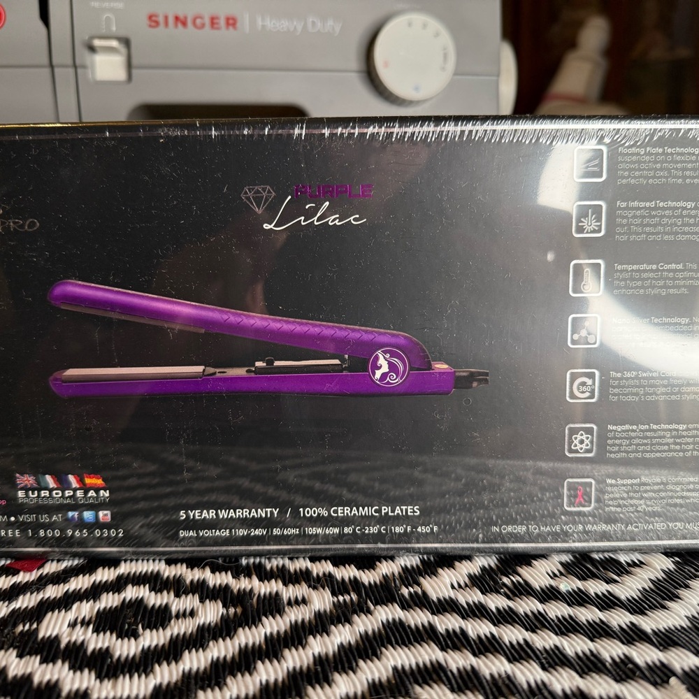 Royale Pro Soft Touch Diamond Purple Flat Iron - Picture 3 of 4